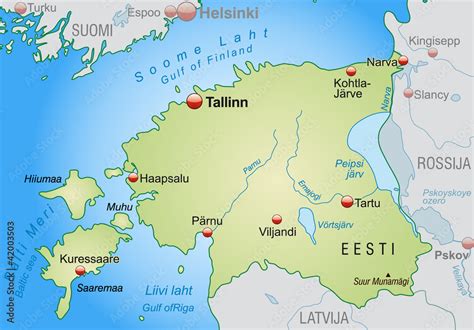 Vetor do Stock: Map of Estonia with neighboring countries in green ...