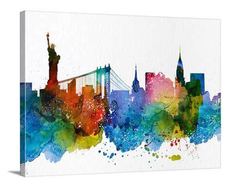 New York Skyline Watercolor at PaintingValley.com | Explore collection of New York Skyline ...