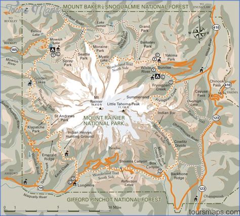 WONDERLAND TRAIL MAP WASHINGTON - ToursMaps.com