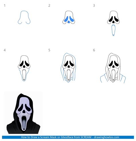 How to Draw a Scream Mask or Ghostface from SCREAM - Step by Step Easy Drawing Guides - Drawing ...