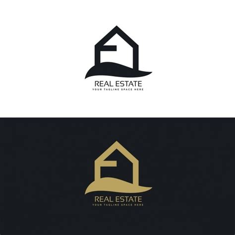 Black and gold real estate logo with a house Vector | Free Download