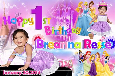 Disney Princess sample Tarpaulin Template for First Birthday | Princess photo booth, Disney ...