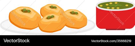 Tasty pani puri on white background Royalty Free Vector