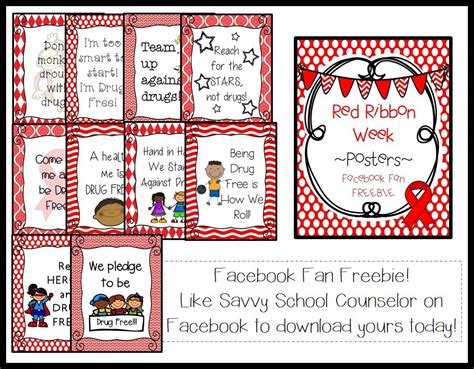 Facebook Fan Freebie- Red Ribbon Week Posters | Red ribbon week, Red ribbon, School counselor