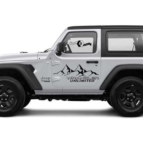 2 New JEEP Wrangler Unlimited Door Decal Sticker 4x4 off-raod Mountains side Graphics Decal Sticker