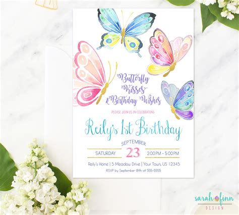 Butterfly Invitation Butterfly Birthday Party Birthday Invitation Butterfly Invite First ...