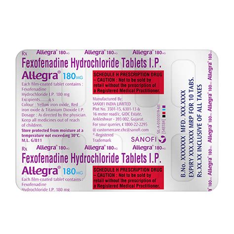 Buy Allegra 180mg Tablet : Uses & Side Effects | Fexofenadine 180mg | Netmeds