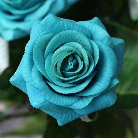 10 Stems Real Touch Blue With Hinted Teal Roses Silk | Etsy