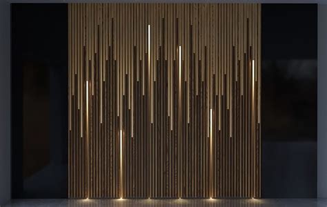 Wood And Brass with Lights Wall Panel free 3D model animated | CGTrader