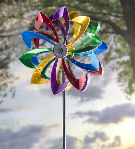 Solar-Powered LED Flower-Shaped Garden Wind Spinner - Walmart.com