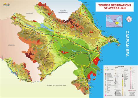 Large tourist map of Azerbaijan | Azerbaijan | Asia | Mapsland | Maps ...