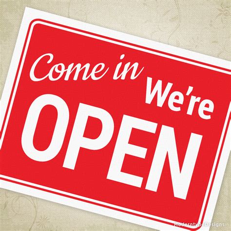 Come In We're Open Printable Sign – Moderntype Designs