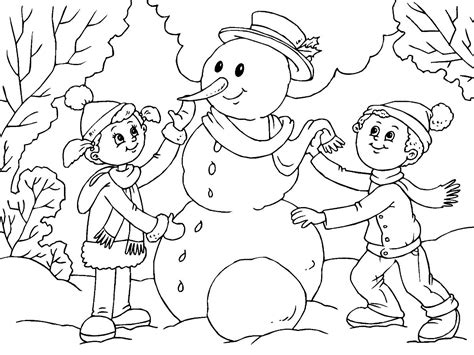 Building A Snowman Coloring Page - Free Printable Coloring Pages for Kids