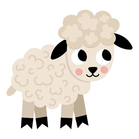 Vector lamb icon. Cute cartoon little sheep illustration for kids. Farm animal baby isolated on ...