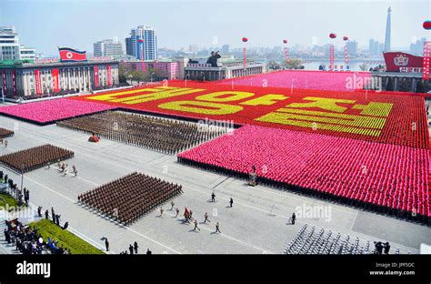 North Korea holds a military parade at Kim Il Sung Square in Pyongyang ...