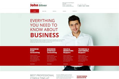 Red and White Website Template for a Business Consultant - MotoCMS