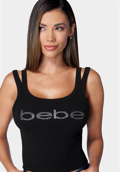 Bebe Logo Cropped Rib Top | bebe