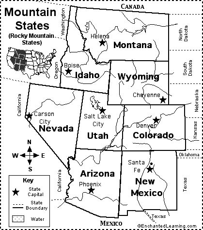 Rocky Mountain States Map/Quiz Printout - EnchantedLearning.com