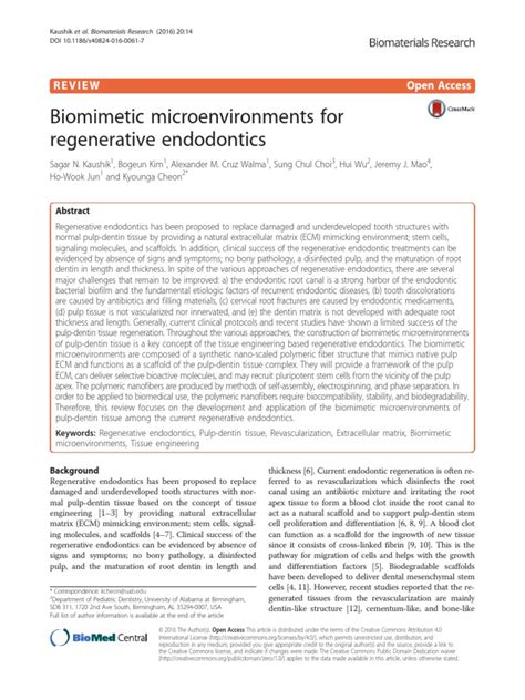 Biomimetic Microenvironments For Regenerative Endodontics: Review Open ...