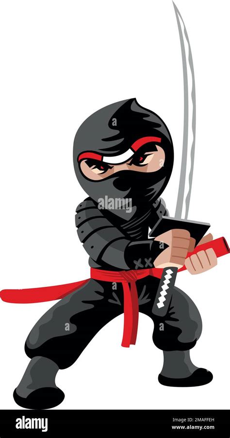 Little Ninja Warrior Cartoon Character Design Stock Vector Image & Art - Alamy