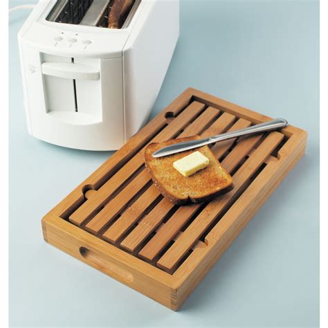 Cal-Mil Bamboo Collection Wood Bread Cutting Board With Crumb Catcher - 13 3/4"L 8"W x 1 1/2"H