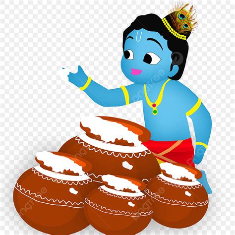 Lord Krishna Clipart Transparent Background, Krishna Janmashtami Lord Eat Makhan Graphic Design ...