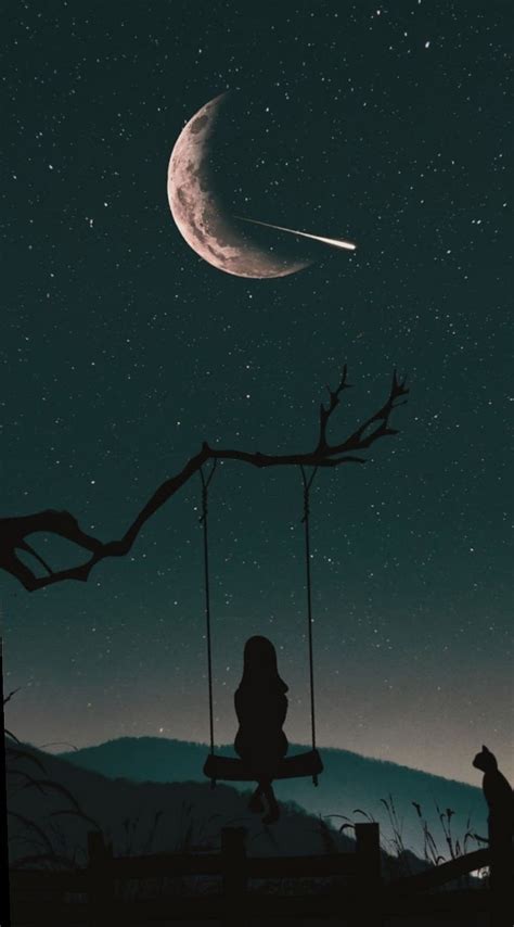 Cute Aesthetic Girls Drawing mundorosa, girl and moon night fondo de pantalla del teléfono | Pxfuel