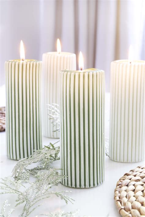 Green Groove Candles | Green pillar candles, Candles, Pillar candles