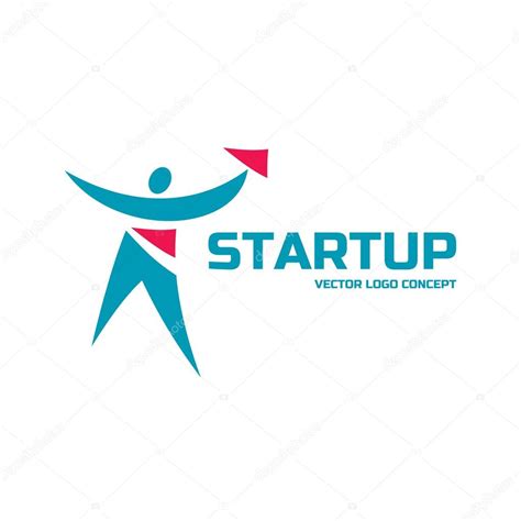 Startup - vector logo concept illustration. Start-Up logo. Human character minimal illustration ...