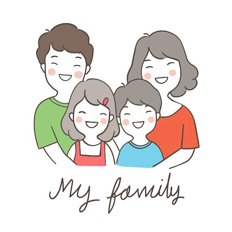 Dessiner Une Famille Heureuse | Vecteur Premium