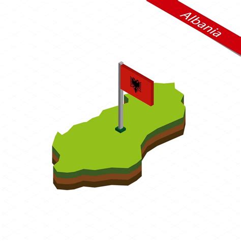 Premium Vector | Albania isometric map and flag vector illustration