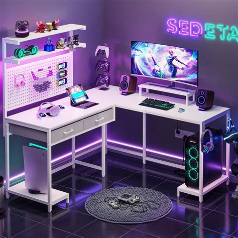 Desks | Gaming desk, Gaming desk with hutch, Gaming room setup