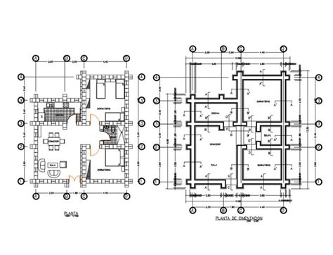 Foundation plan and layout plan details of single story house dwg file ...