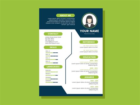 Free CV Template with Blue and Green Colors Combination