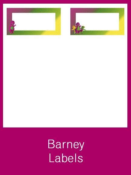 Barney party, Barney, Free labels