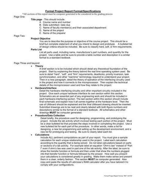 Formal Project Report Format/Specifications