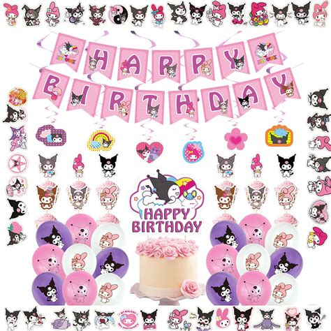 Buy kuromi Birthday Party Supplies,Including Banners,Cake Toppers,Big ...