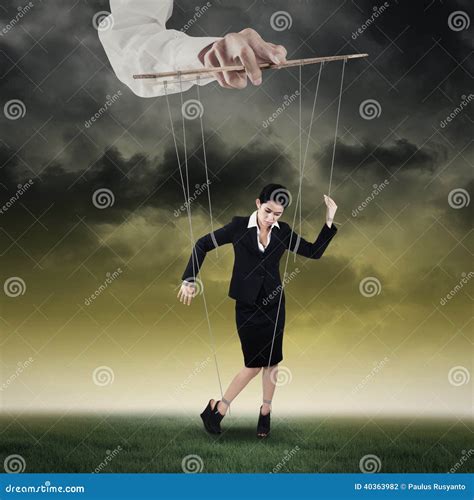 Businesswoman Hanging on String 1 Stock Photo - Image of manipulated, controlled: 40363982