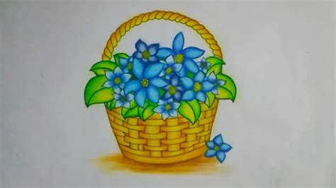 Flower Basket Drawing at PaintingValley.com | Explore collection of Flower Basket Drawing