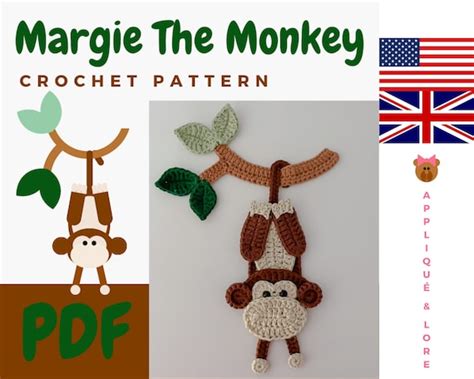 Crochet Monkey Applique Pattern Crochet Monkey Pattern | Etsy