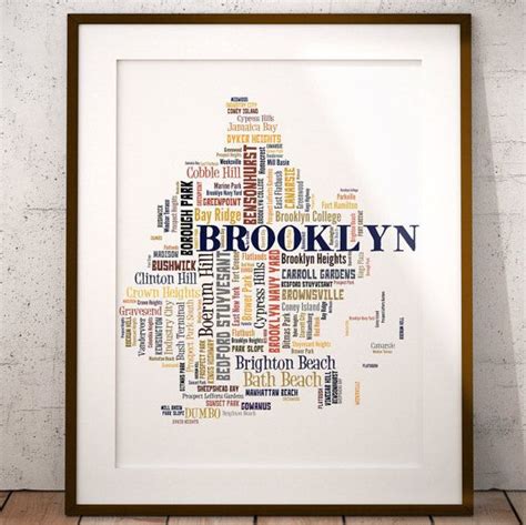 Brooklyn Map Art Brooklyn Art Print Brooklyn Neighborhood - Etsy ...