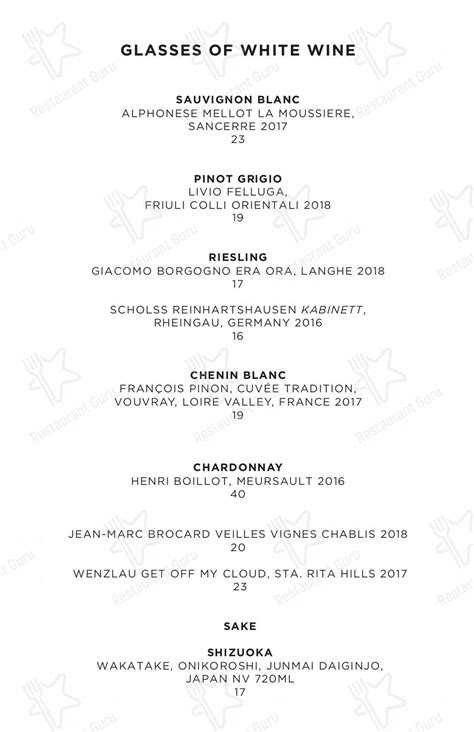 Menu at NoMad Library Restaurant, Las Vegas