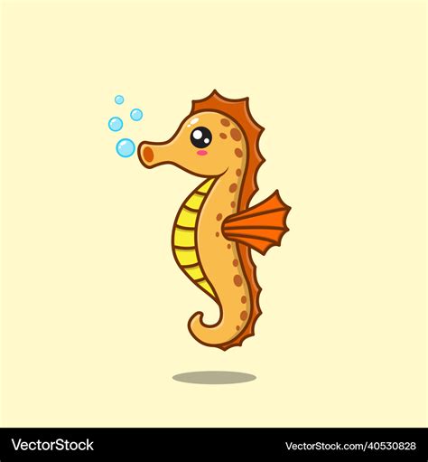 Cartoon cute seahorse popping bubbles Royalty Free Vector