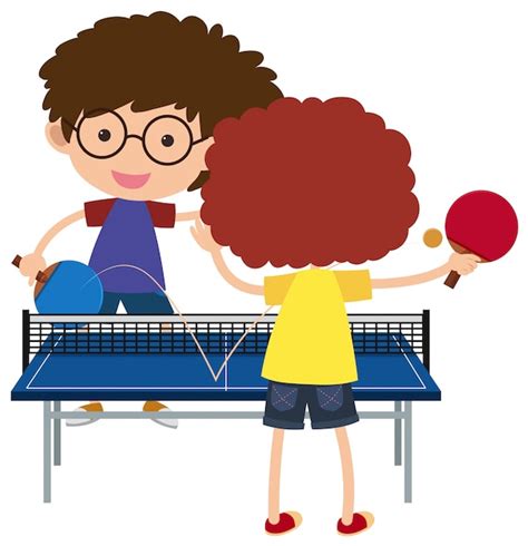 Premium Vector | Two boys playing pingpong