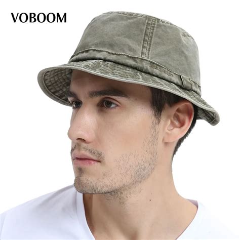 VOBOOM Cotton UV Protection Bucket Hat For Men Summer Boonie Hunting Fishing Fisherman Hats ...