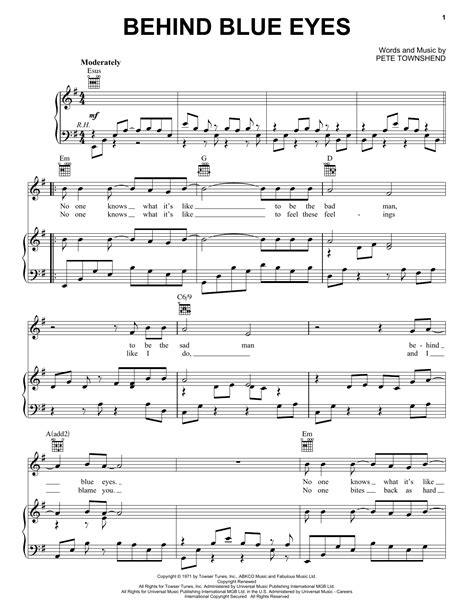 Behind Blue Eyes | Sheet Music Direct