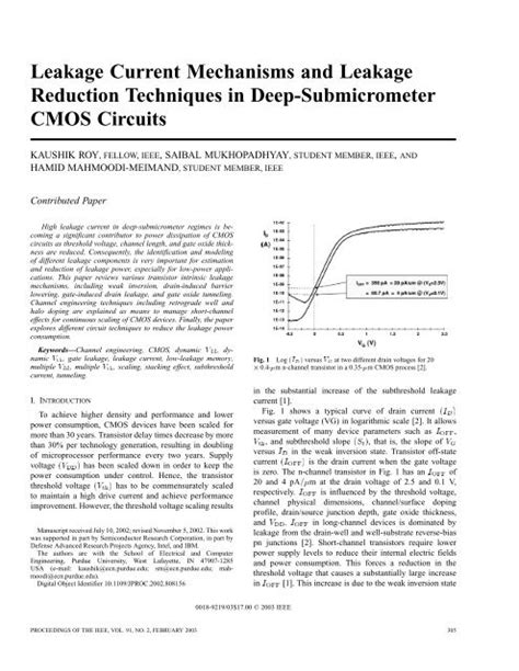 Leakage current mechanisms and leakage reduction techniques in ...