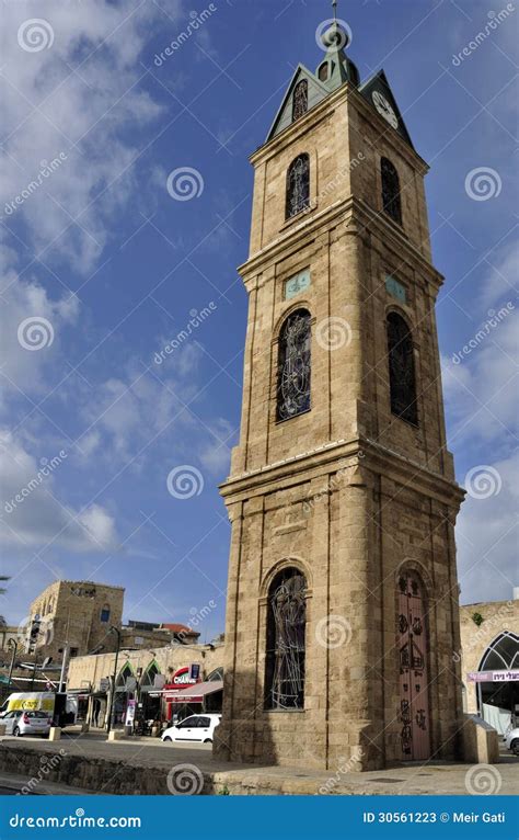 The Clock Tower of Jaffa editorial stock photo. Image of limestone ...