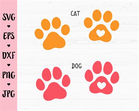 Paw Print SVG Cat Dog Paw Heart Cut File Cat Dog Paws Cute Pet - Etsy