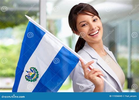 Lovely Young Female with an El Salvadorian Flag Stock Image - Image of ...